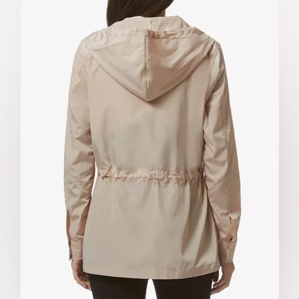 Avec Les Filles Blush Pink Hooded Cinch Waist Windbreaker Jacket Small - Picture 5 of 7